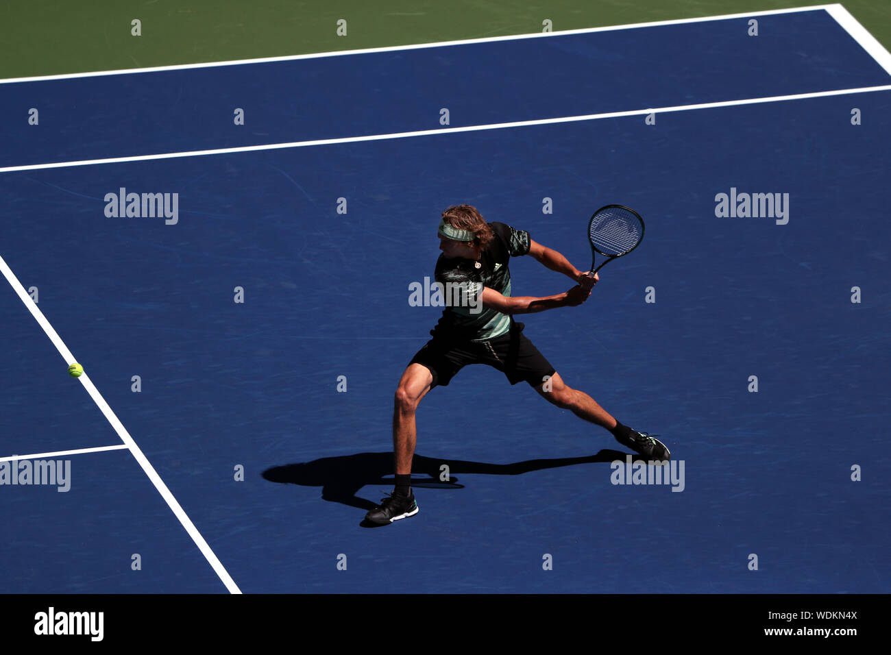 New York, États-Unis. Août 29, 2019. Flushing Meadows, New York, United States - 29 août 2019. Alexander Zverev de l'Allemagne en action contre de l'Tiafoe Frances United States à l'US Open à Flushing Meadows, New York. Crédit : Adam Stoltman/Alamy Live News Banque D'Images