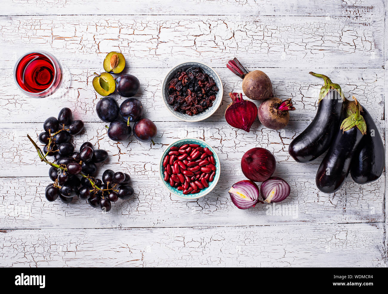 Collection de divers aliments violet Banque D'Images