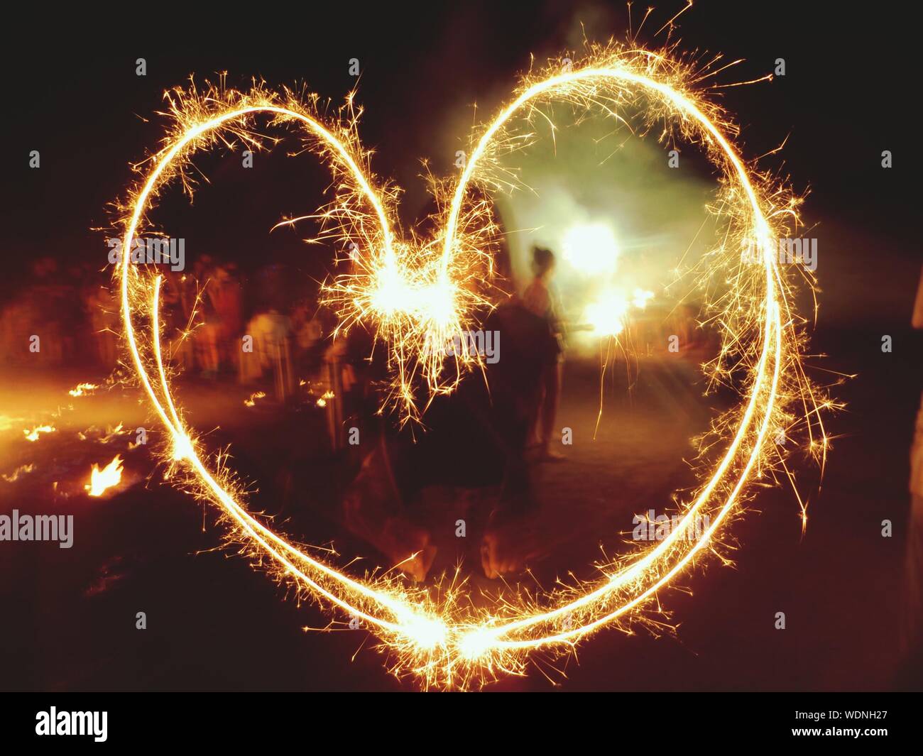 Forme de coeur fait de Firework Banque D'Images