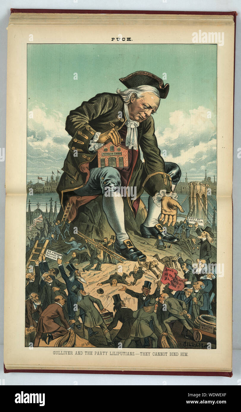 Gulliver et la partie Liliputians -- ils ne peuvent pas lier / Gillam. Abstract/moyenne : 1 tirage : chromolithographie. Banque D'Images