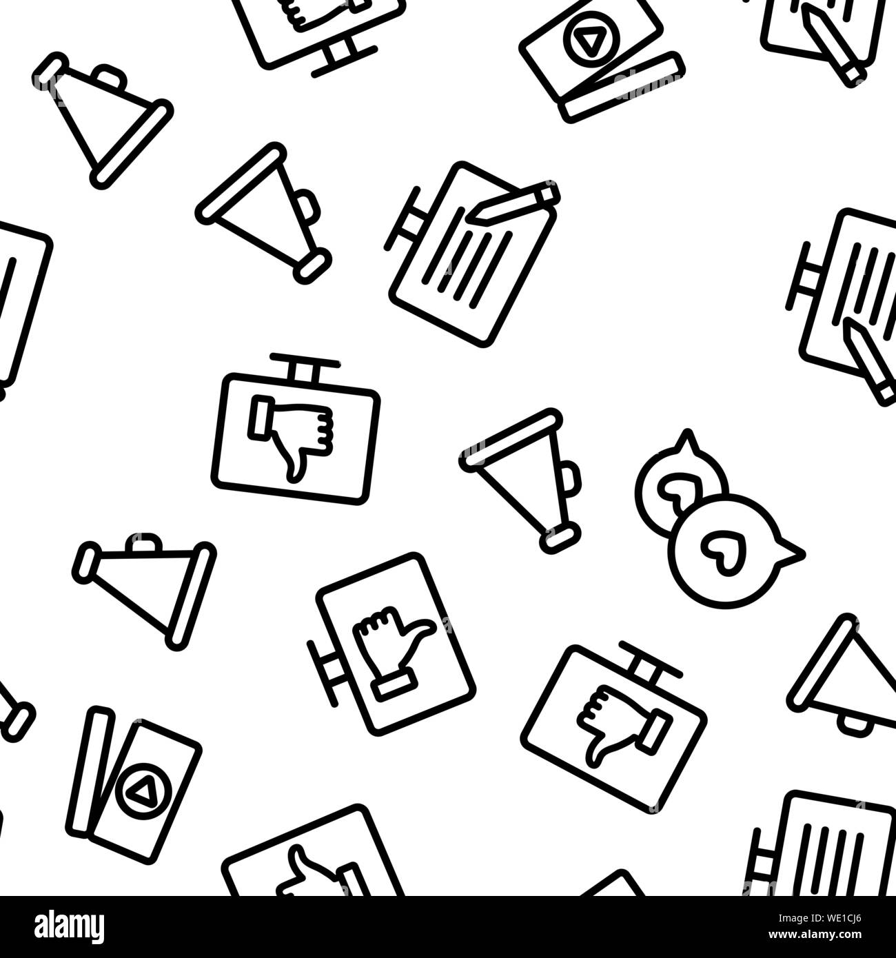 Blogger Seamless Pattern Vector Contour Illustration Illustration de Vecteur