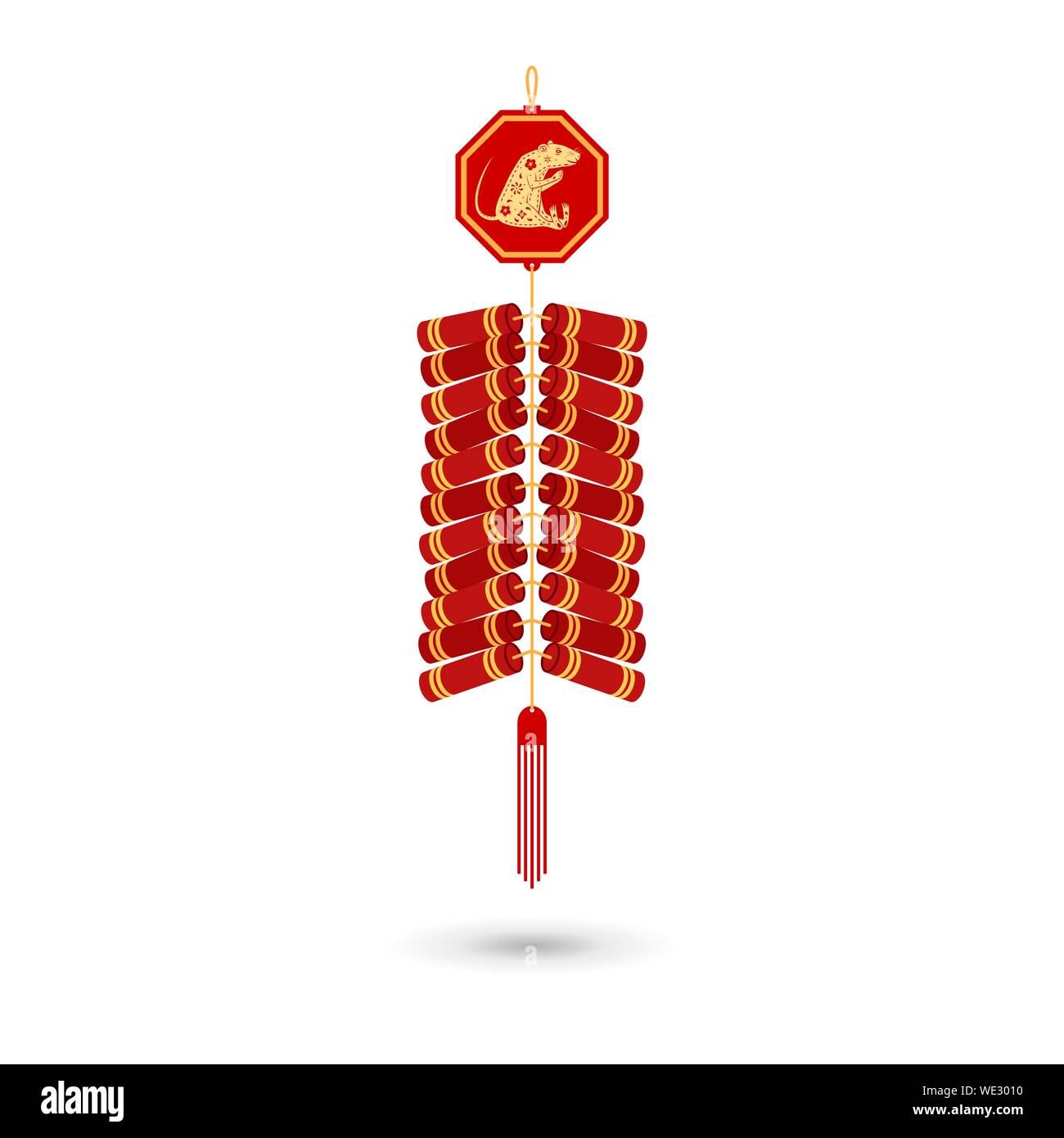 L'icône rouge pétard chinois télévision. Vector illustration. Red Fire cracker art design avec le signe du zodiaque chinois année de rat. Illustration de Vecteur
