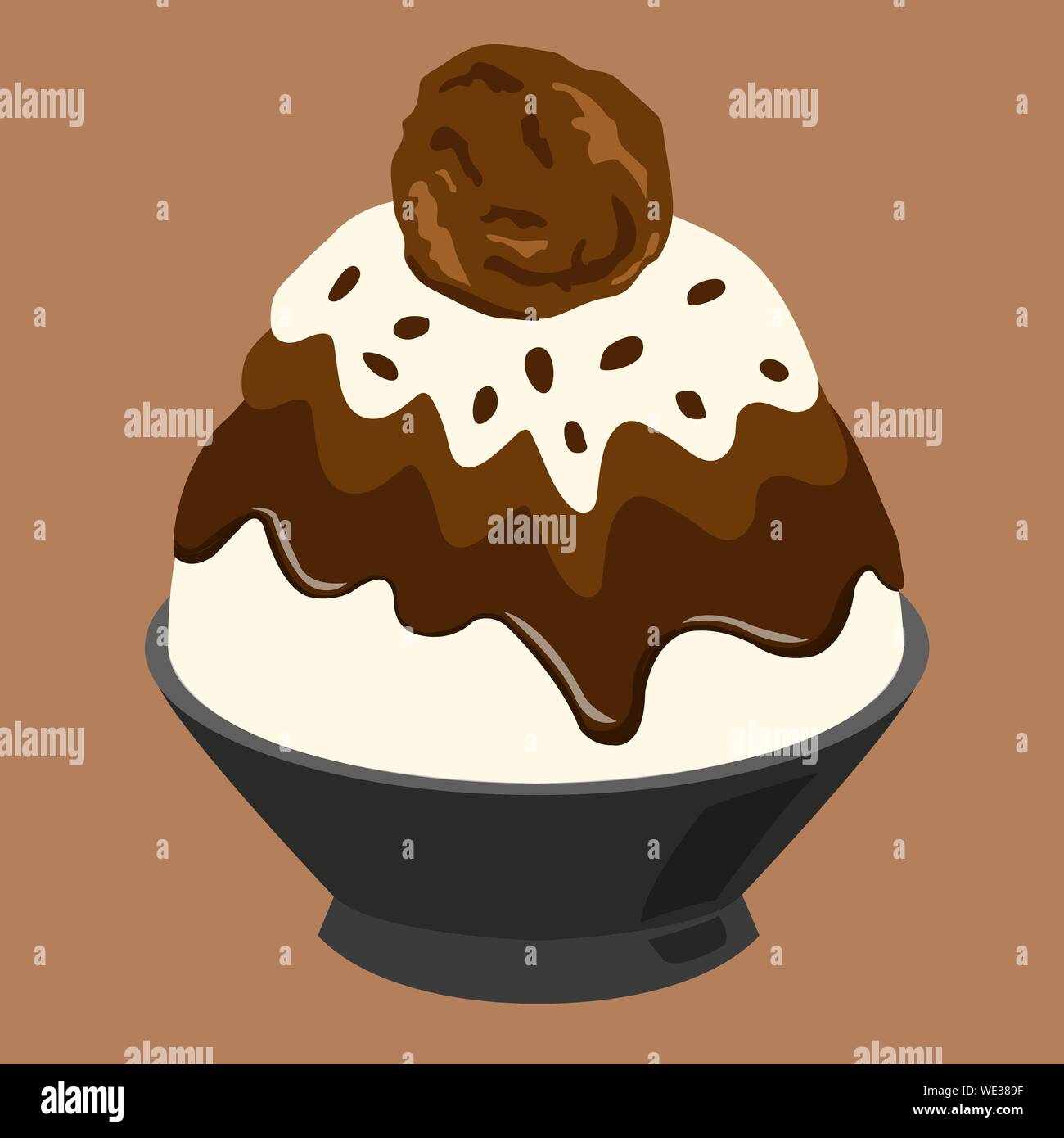 Dessert Chocolat Bingsu ou Coréen Illustration de Vecteur