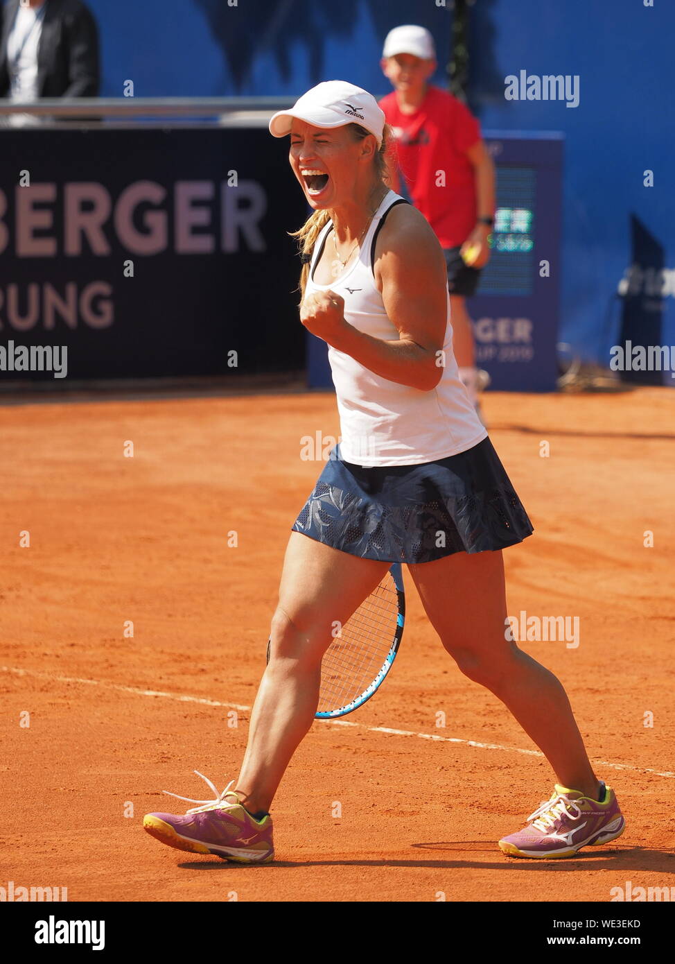 Nuremberg, Allemagne - 25 mai 2019 : tennis player Yulia Putintseva Kazach remportant la finale de l'Euro 250.000 TEC A Versicherungscup Banque D'Images