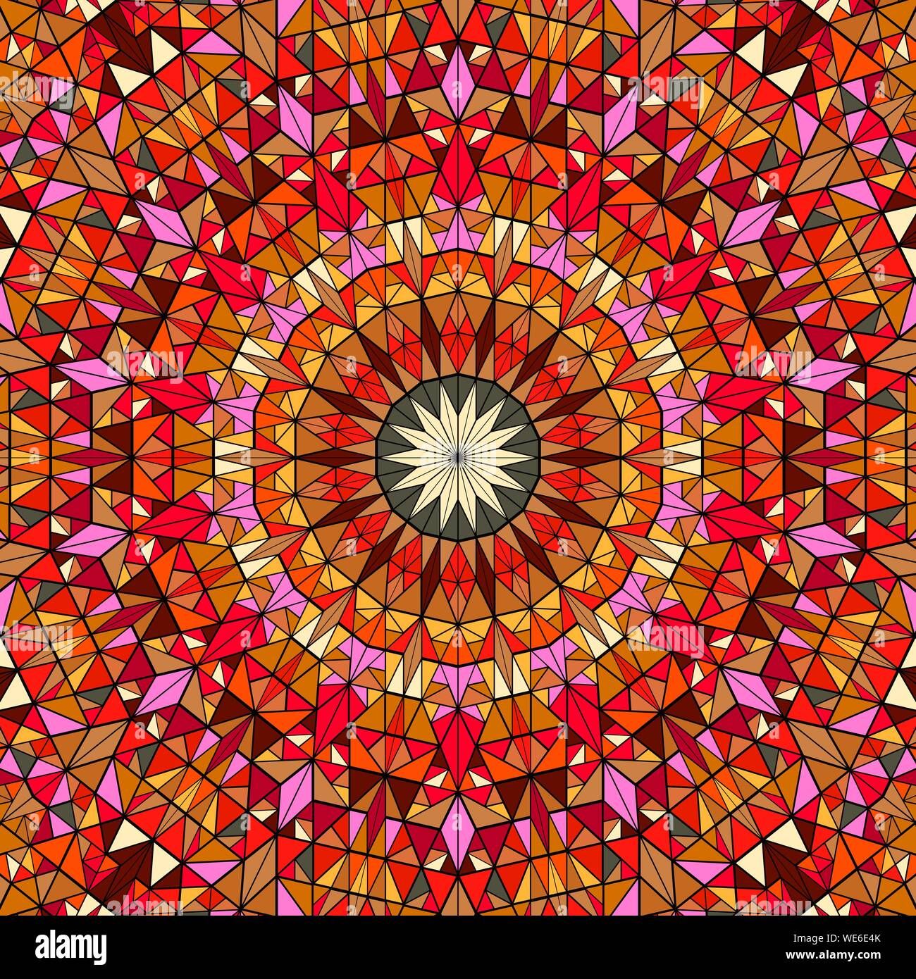 Sol carrelé dynamique géométriques polygonales modèle mosaïque mandala circulaire - fond psychédélique coloré vector graphic design Illustration de Vecteur