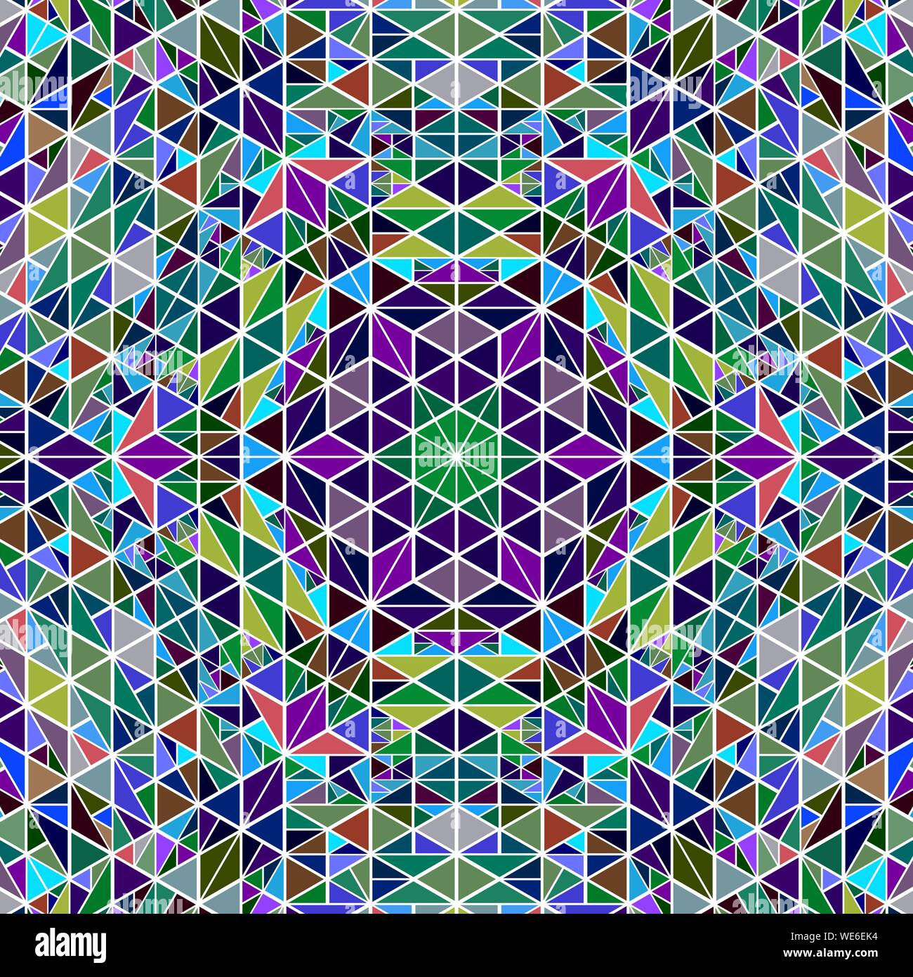 Résumé motif en mosaïque géométrique polygonal design fond psychédélique hypnotique - circulaire colorée graphique vectoriel avec carreaux de triangle Illustration de Vecteur