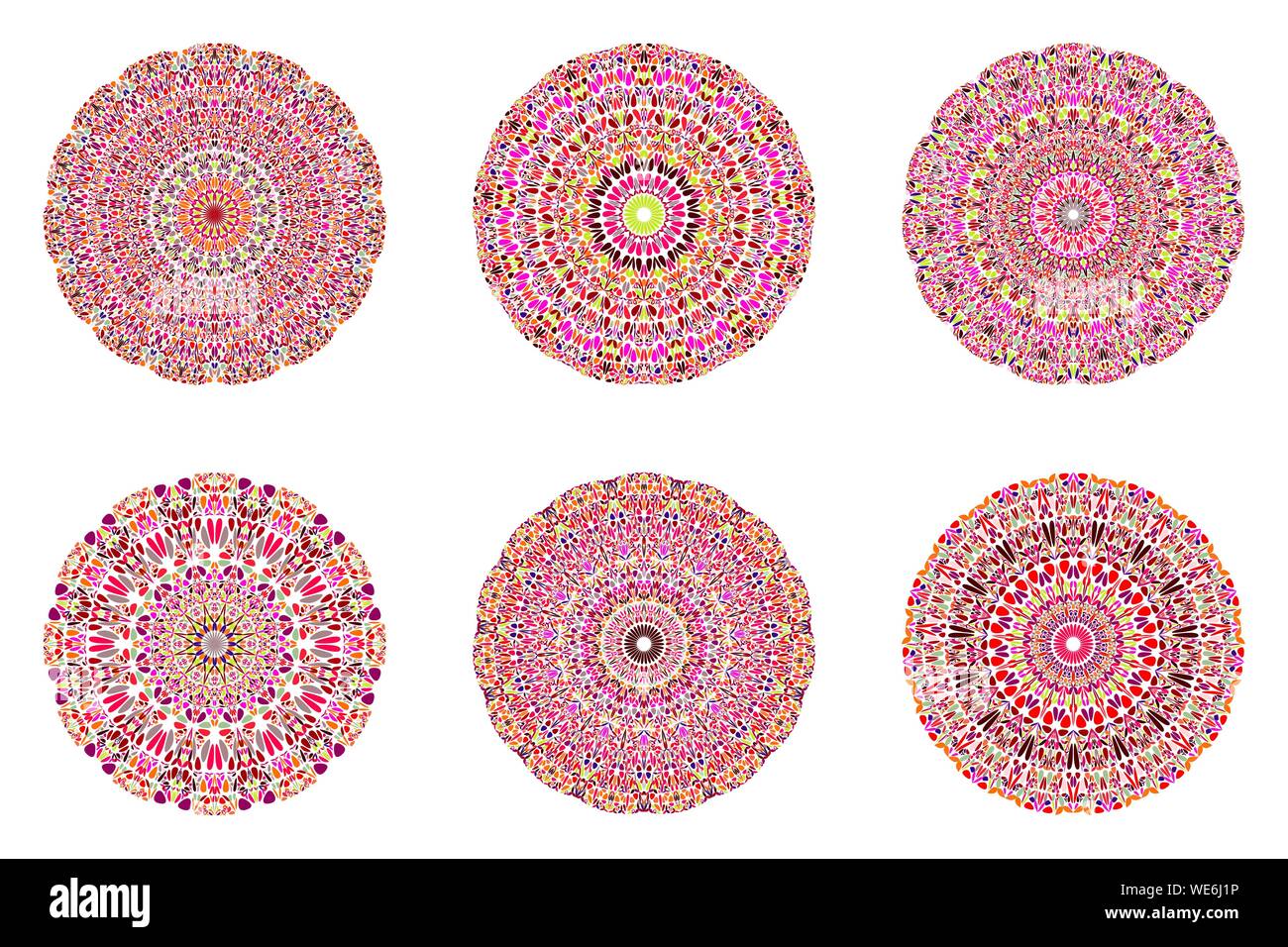 Circulaire ronde motif botanique mandala set - ornement abstrait géométrique sur fond de dessins vectoriels Illustration de Vecteur