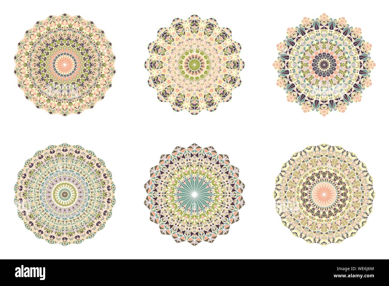 Triangle abstrait mandala mosaic collection - éléments du vecteur ronde ornementales polygonale Illustration de Vecteur