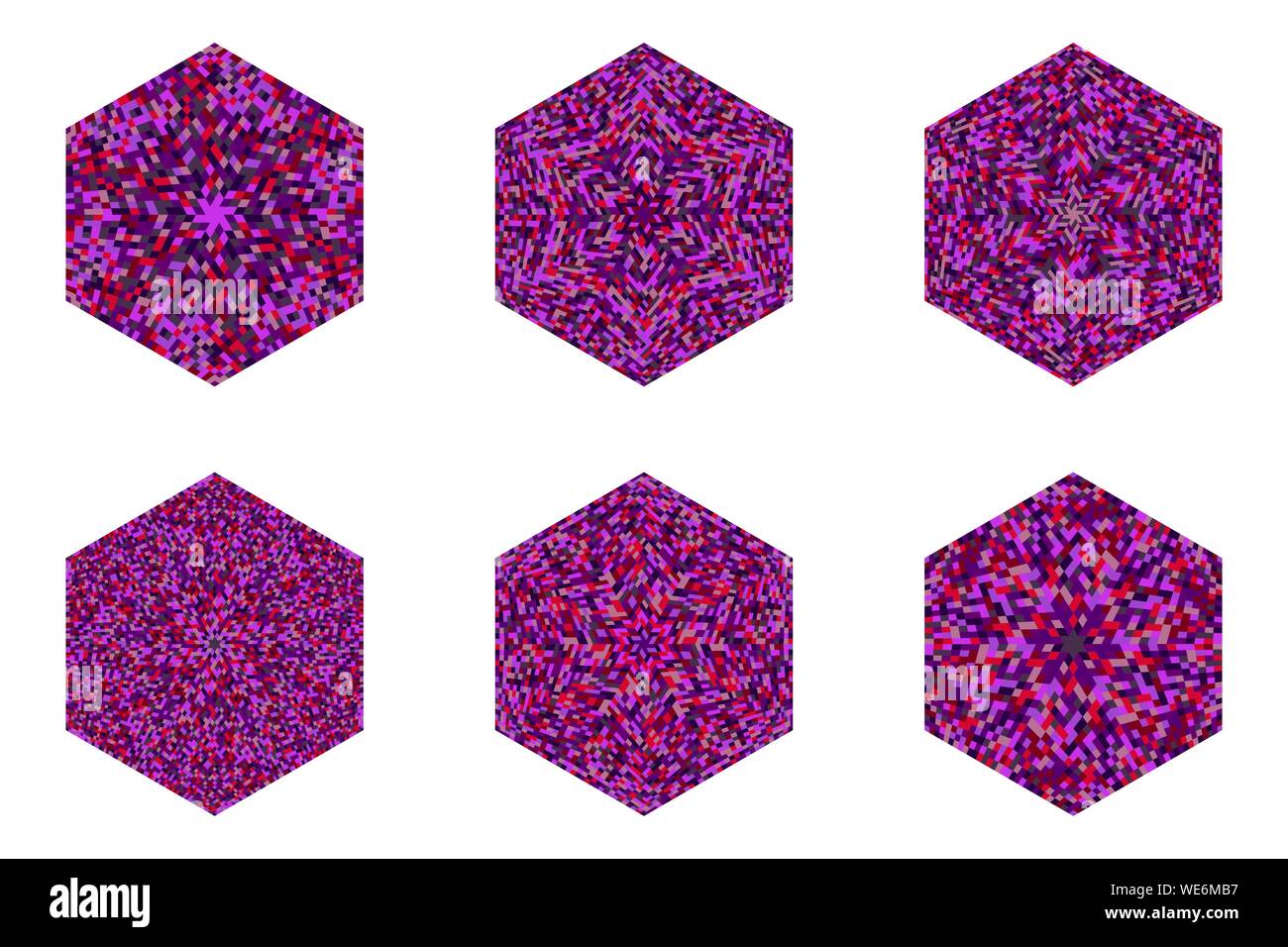 Mosaïque hexagonale isolé ornement polygone set - vecteur conception géométrique d'ornement sur l'élément de contexte Illustration de Vecteur