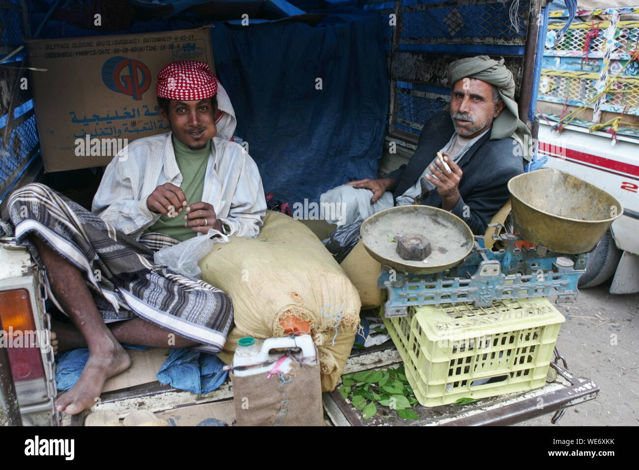 Le khat au Yémen Banque D'Images