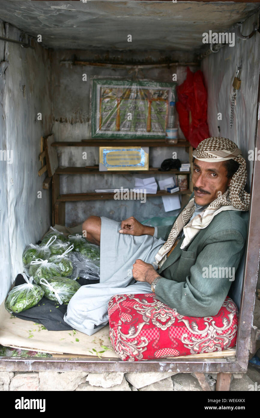 Le khat au Yémen Banque D'Images