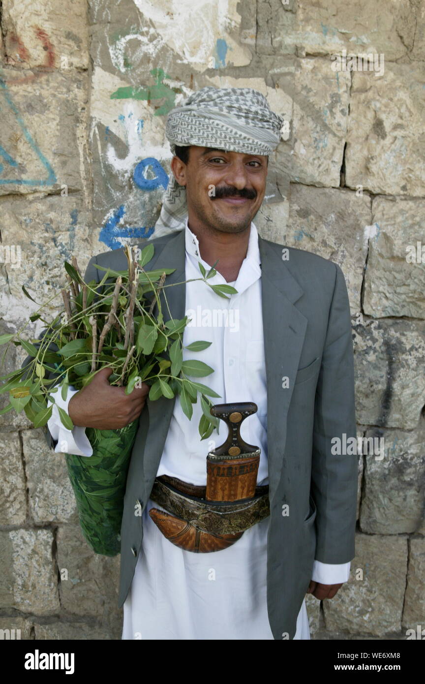 Le khat au Yémen Banque D'Images