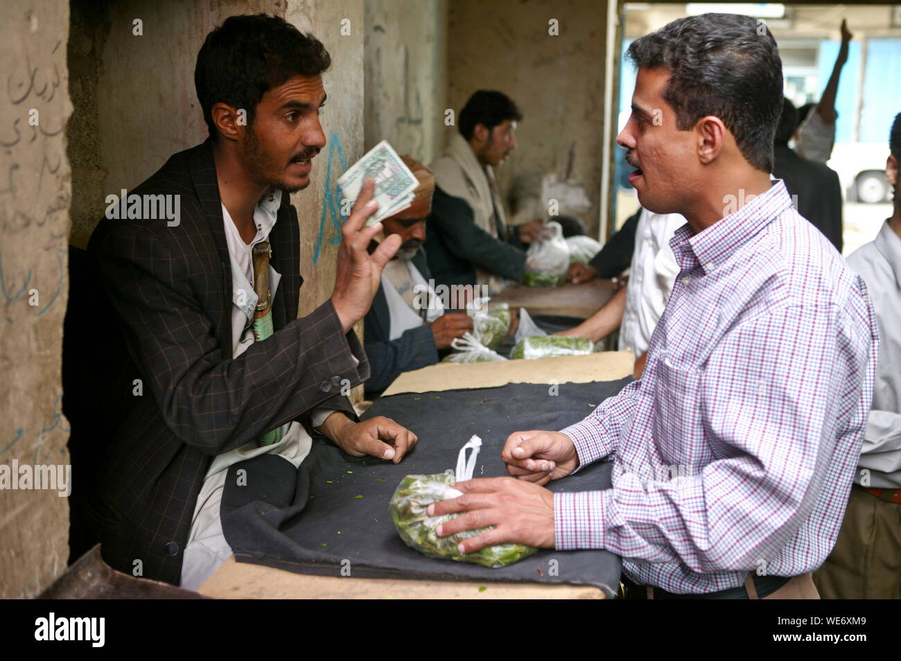 Le khat au Yémen Banque D'Images