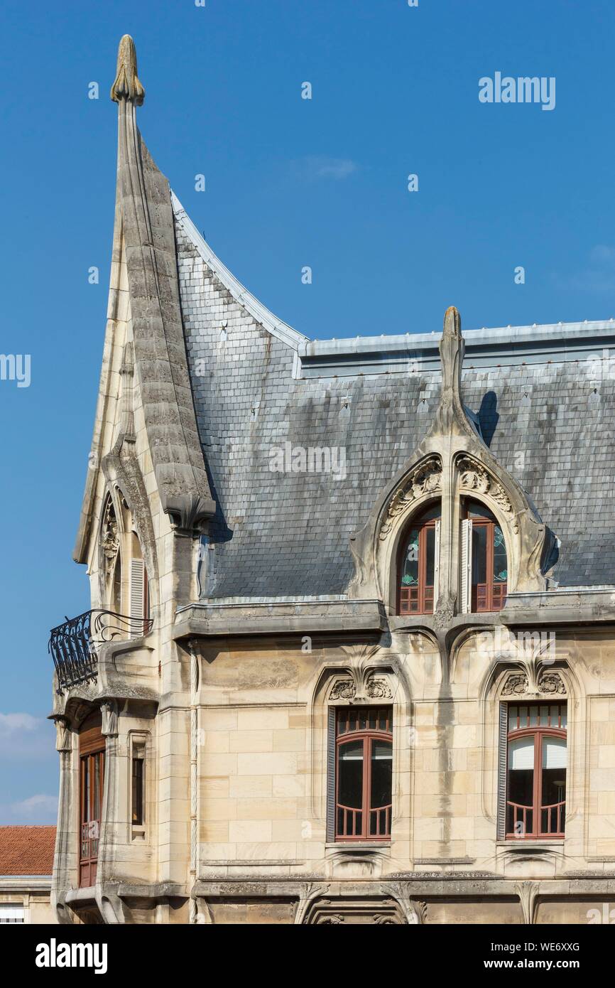 France, Meurthe et Moselle, Nancy, Bergeret chambre d'un manoir Art Nouveau  dans le style Ecole de Nancy par l'architecte Lucien Weissenburger  construit entre 1903 et 1905 pour l'imprimante Albert Bergeret Photo Stock -