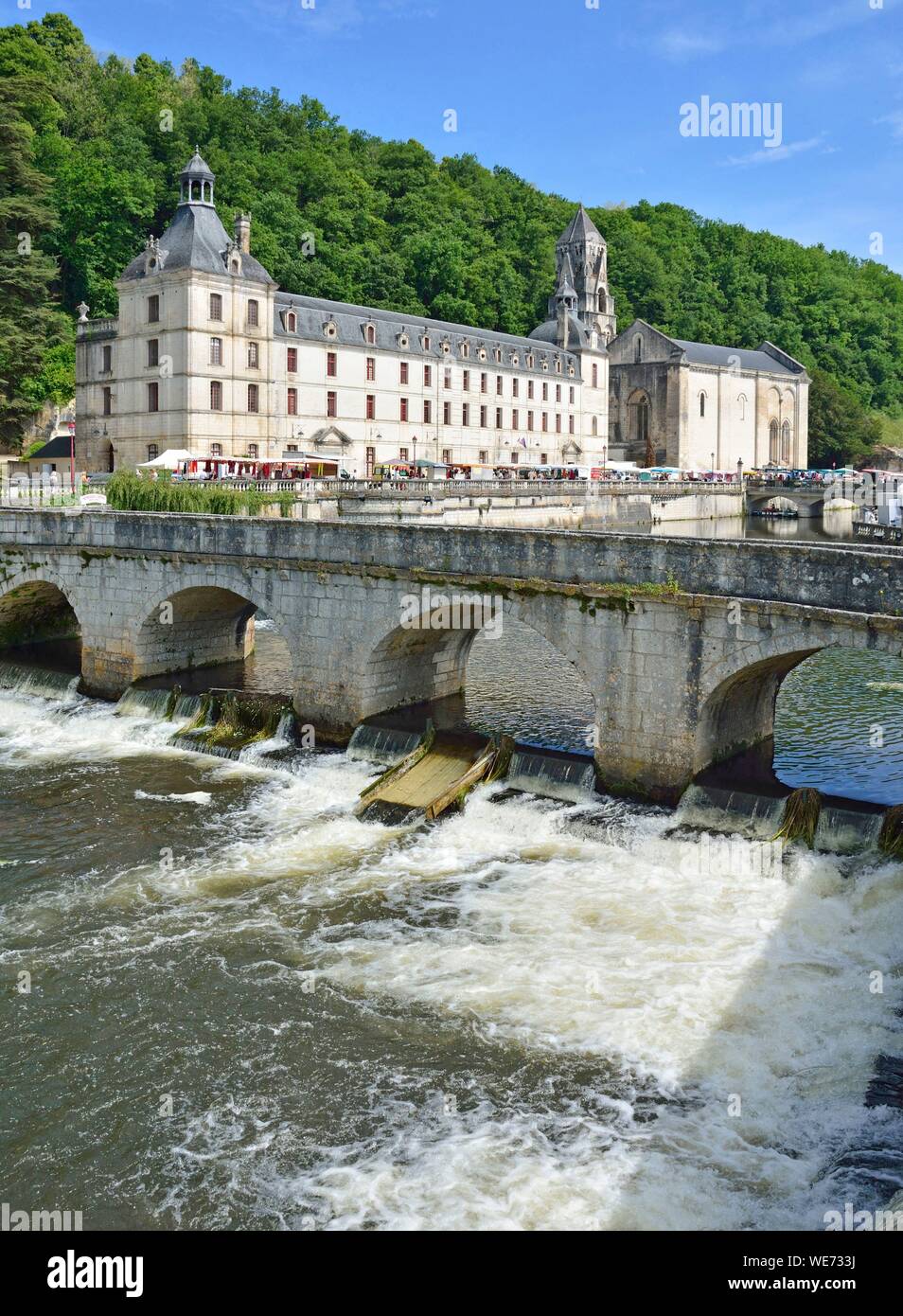 France, Dordogne, Brantome, Abbaye Saint Pierre de Brantôme est une ancienne abbaye bénédictine Banque D'Images