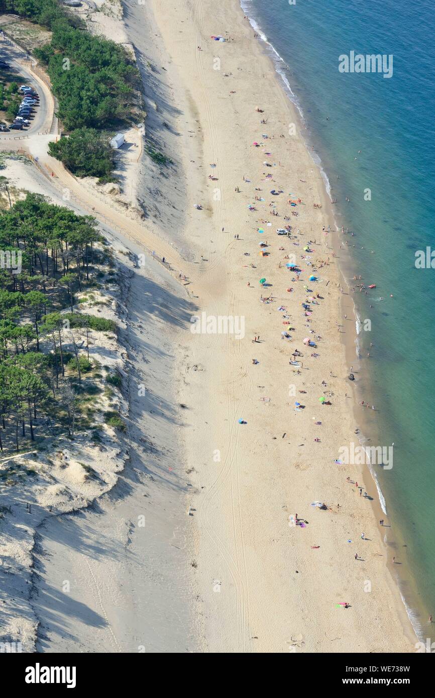 France, Gironde, bassin d'Arcachon, La Teste de Buch, Dune de Pilat (vue aérienne) Banque D'Images