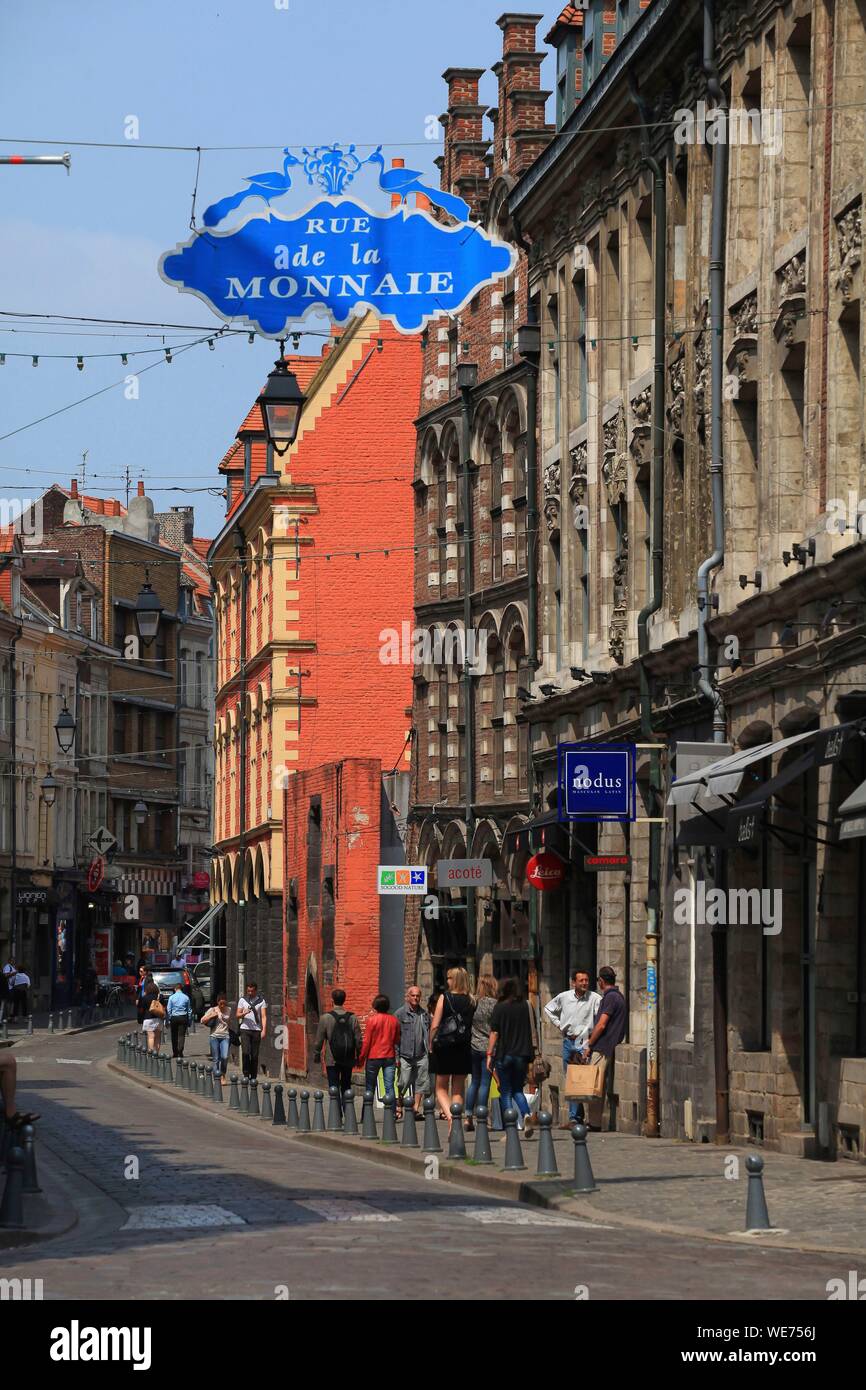 France, Nord, Lille, Rue de la Monnaie le Vieux Lille Banque D'Images