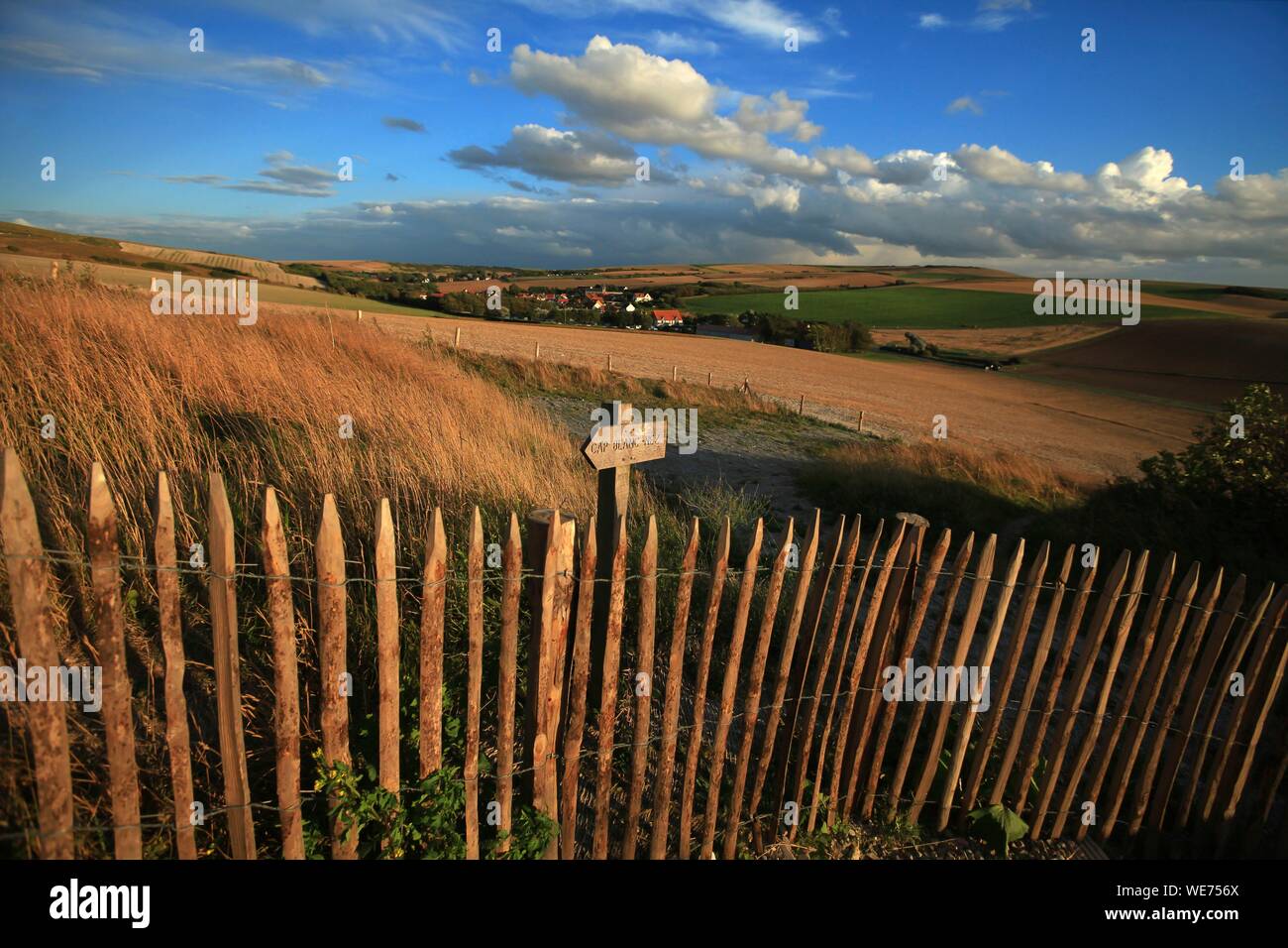 La France, Pas de Calais, Escalles, à pied sur les sentiers du Cap Blanc Nez, label des grands sites de France Banque D'Images