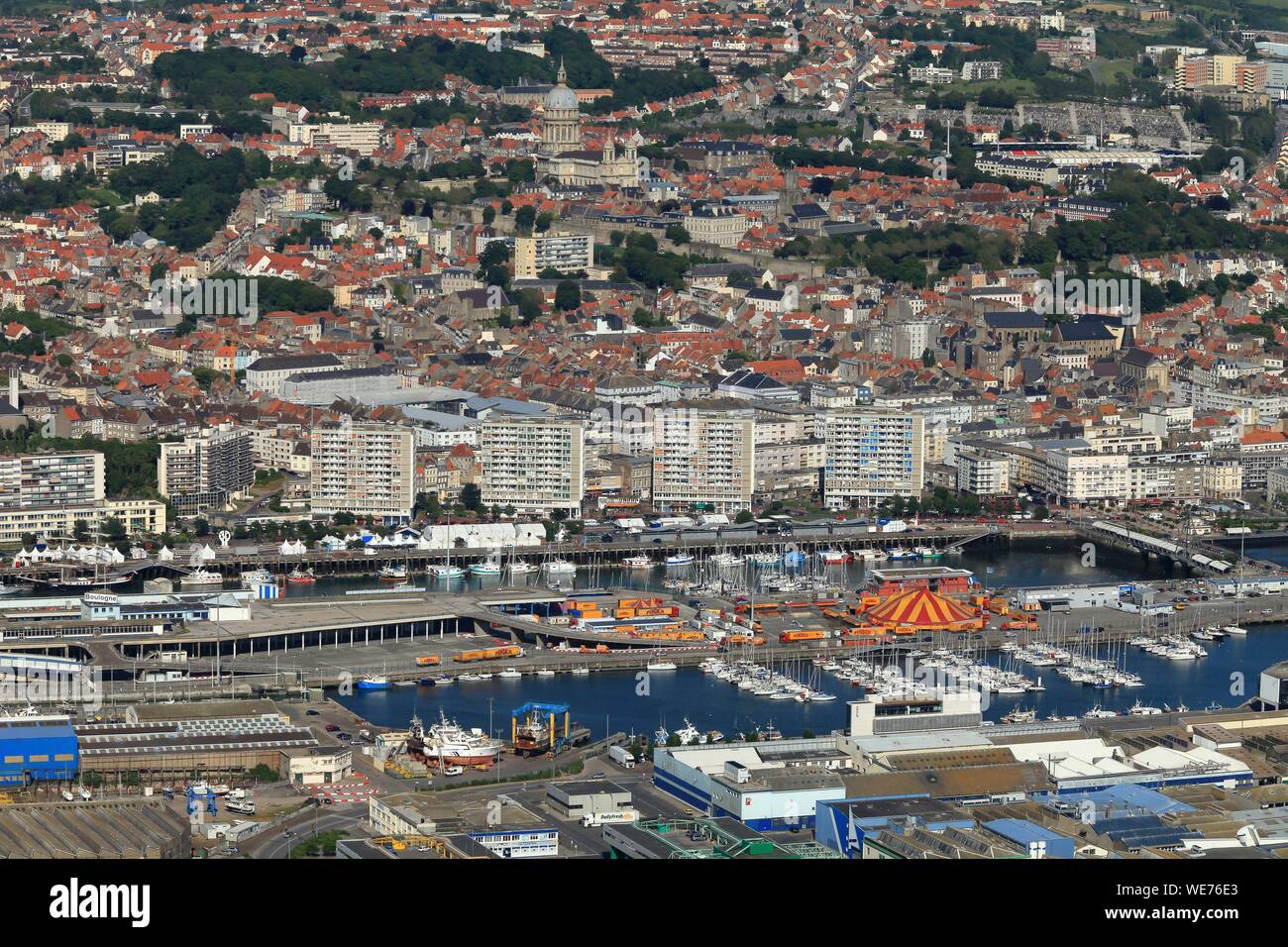 La France, Pas de Calais, Boulogne sur Mer (vue aérienne) Banque D'Images