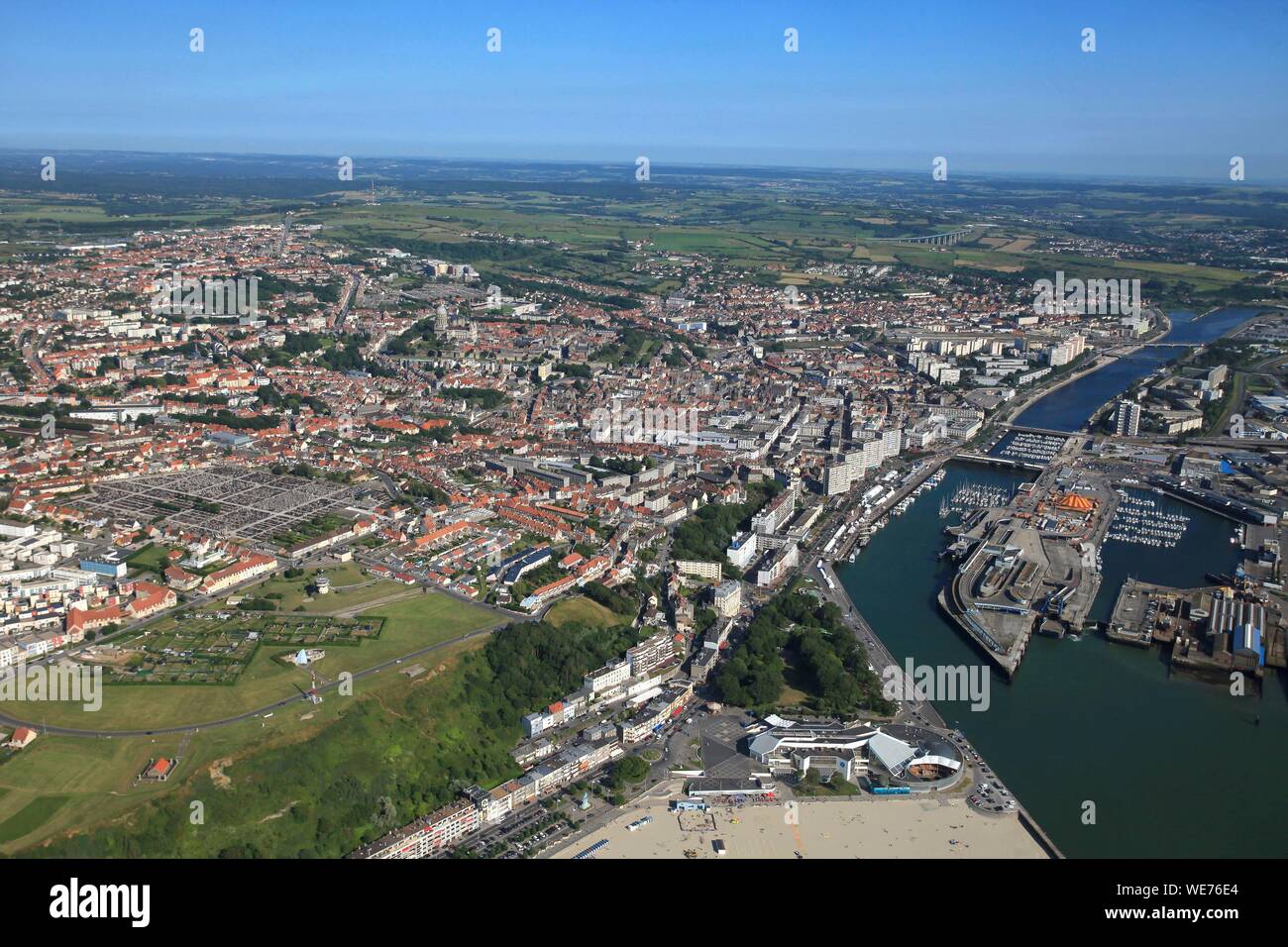 La France, Pas de Calais, Boulogne sur Mer (vue aérienne) Banque D'Images