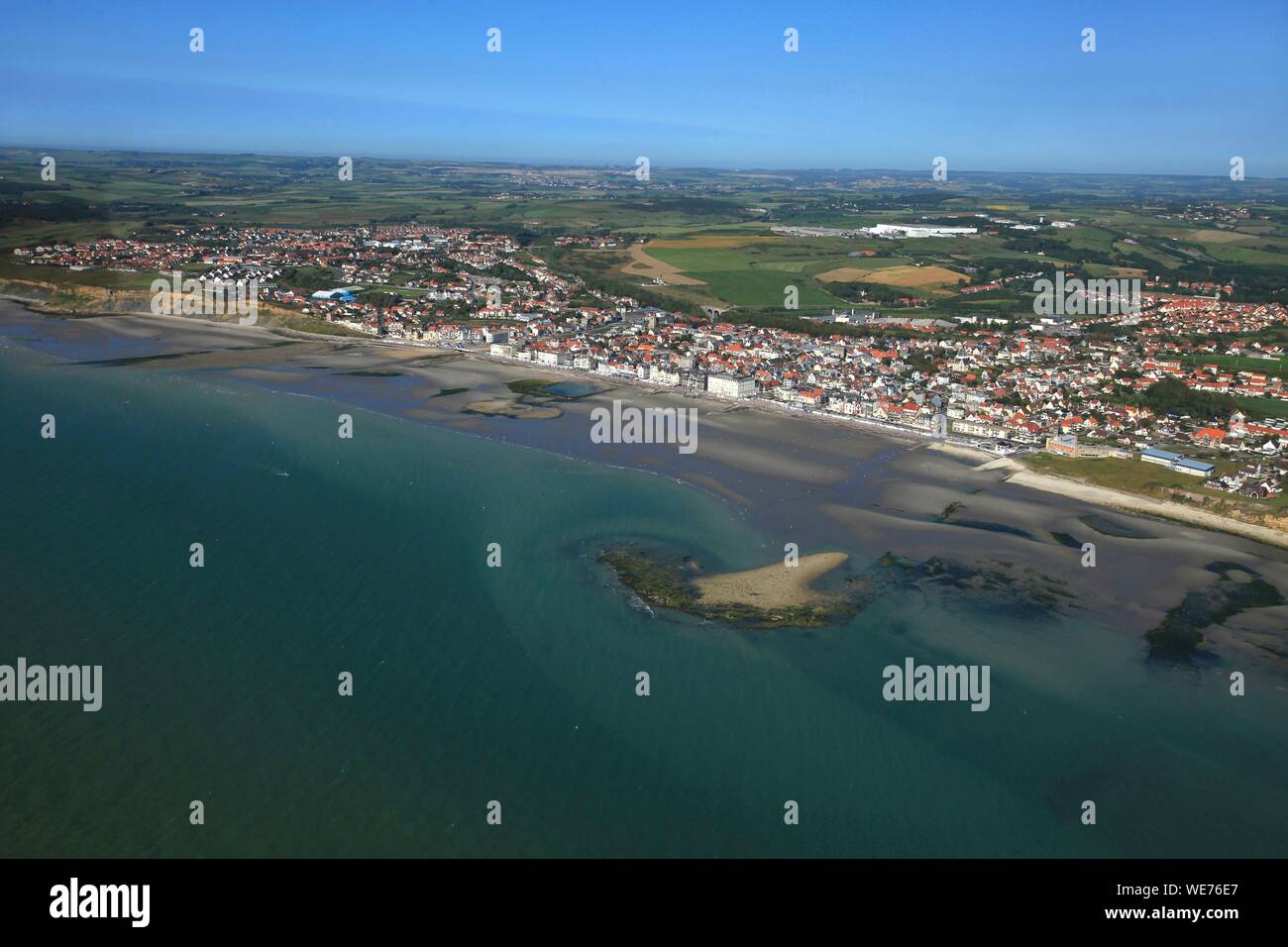 La France, Pas de Calais, Wimereux au nord de Boulogne sur Mer en vue aérienne Banque D'Images