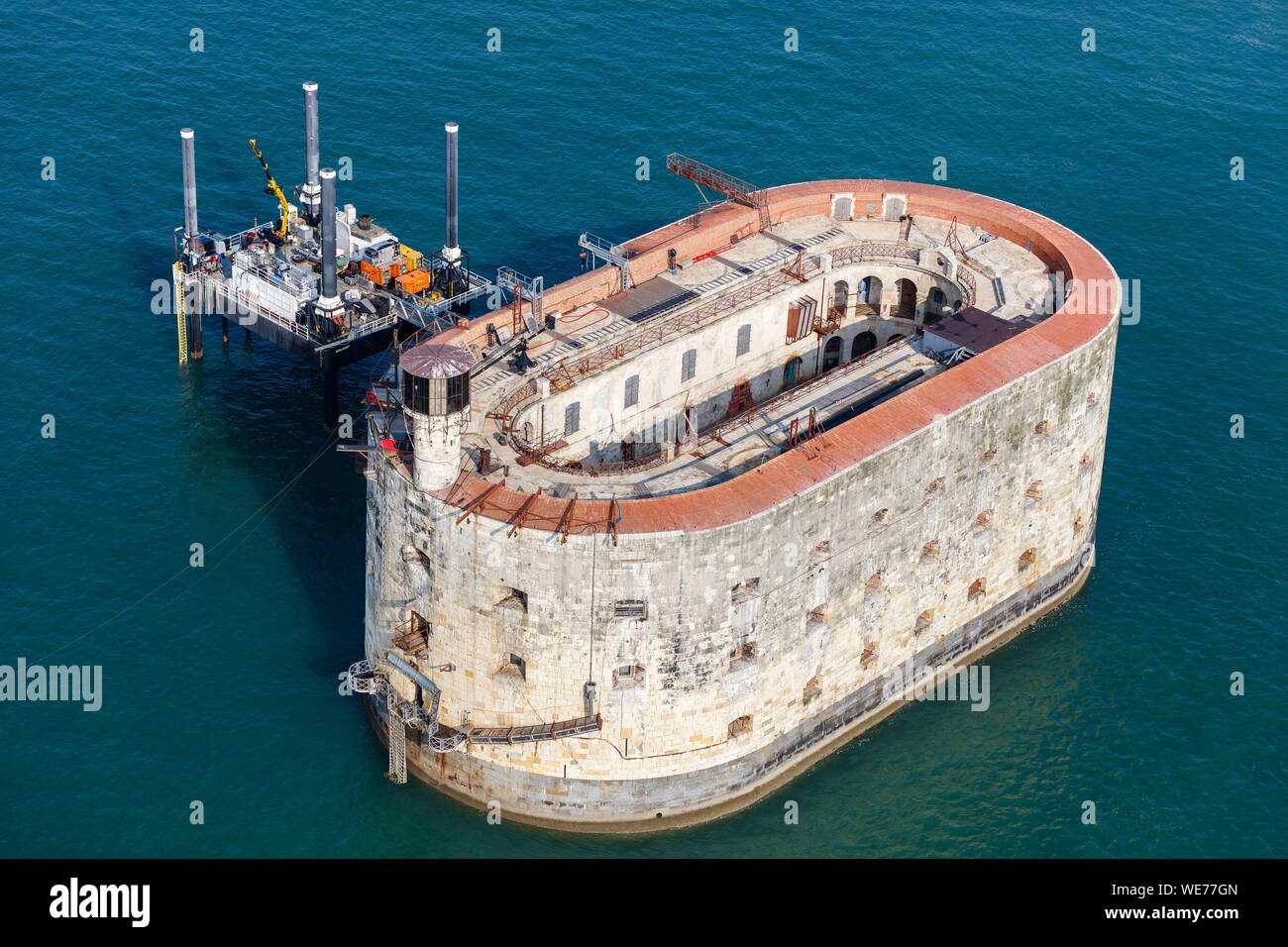 France, Charente Maritime, fort Boyard (vue aérienne) Banque D'Images