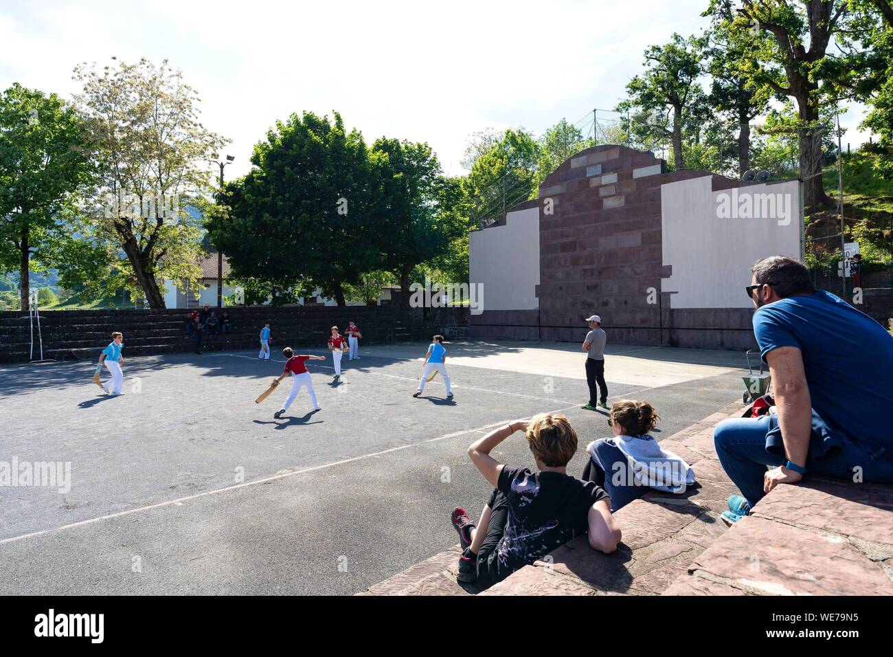France, Pyrénées Atlantiques, Pays Basque, Saint Etienne de Baigorry basque Pelote basque, match Banque D'Images