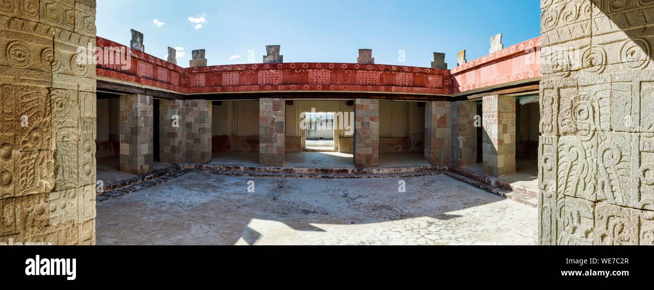 Mexique, État de Mexico, Teotihuacan inscrite au Patrimoine Mondial de l'UNESCO, patio de la piliers Banque D'Images