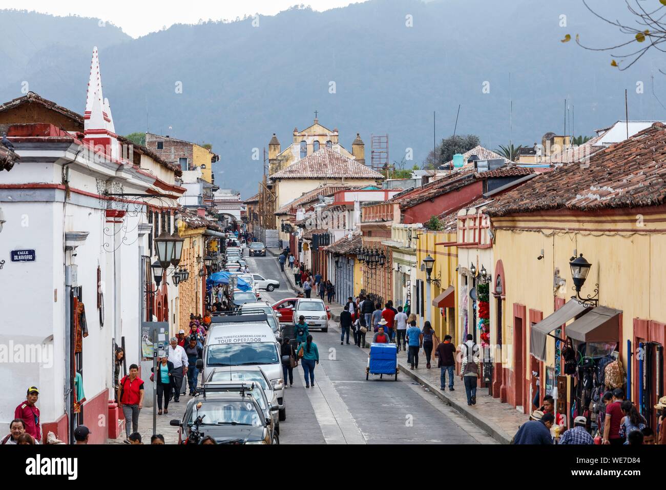Le Mexique, l'état du Chiapas, San Cristobal de las Casas, ville rue Banque D'Images