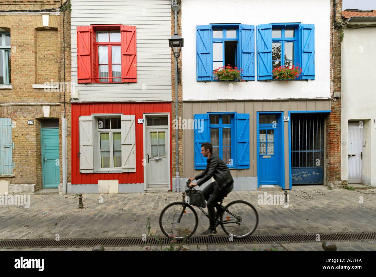 France, Picardie, Amiens, Quartier Saint-Leu, rue de La Dodane Banque D'Images