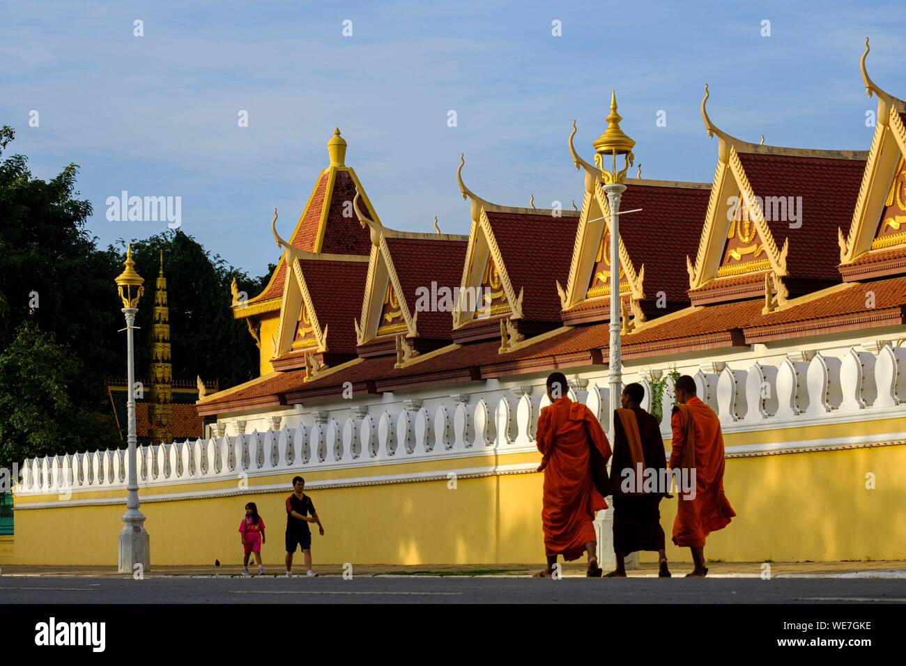 Cambodge, Phnom Penh, le Palais Royal, résidence du Roi du Cambodge, construit en 1860, le mur intérieur Banque D'Images
