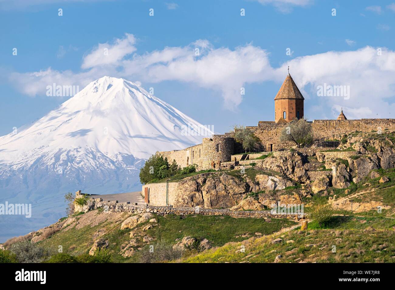 L'Arménie, région de l'Ararat, monastère Khor Virap et Le Mont Ararat Banque D'Images
