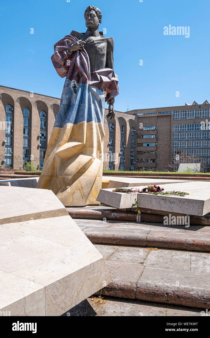 L'Arménie, Erevan, la station de métro Place de la République, statue de Aram Manukian révolutionnaire arménienne, et plus Banque D'Images