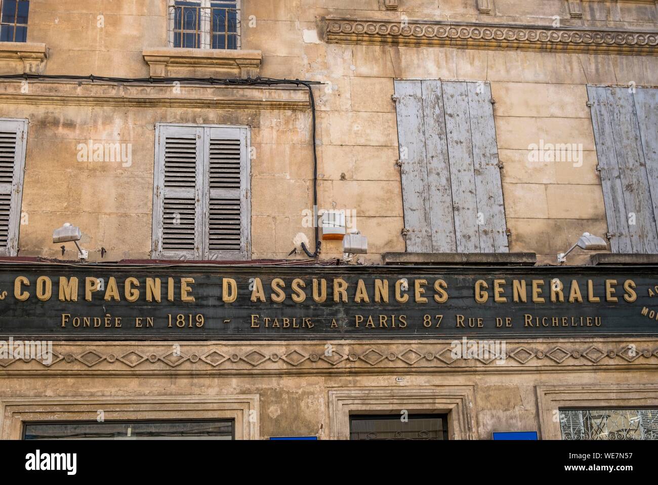 France, Bouches du Rhône, Arles, les vieux bureaux, compagnie d'assurance Banque D'Images
