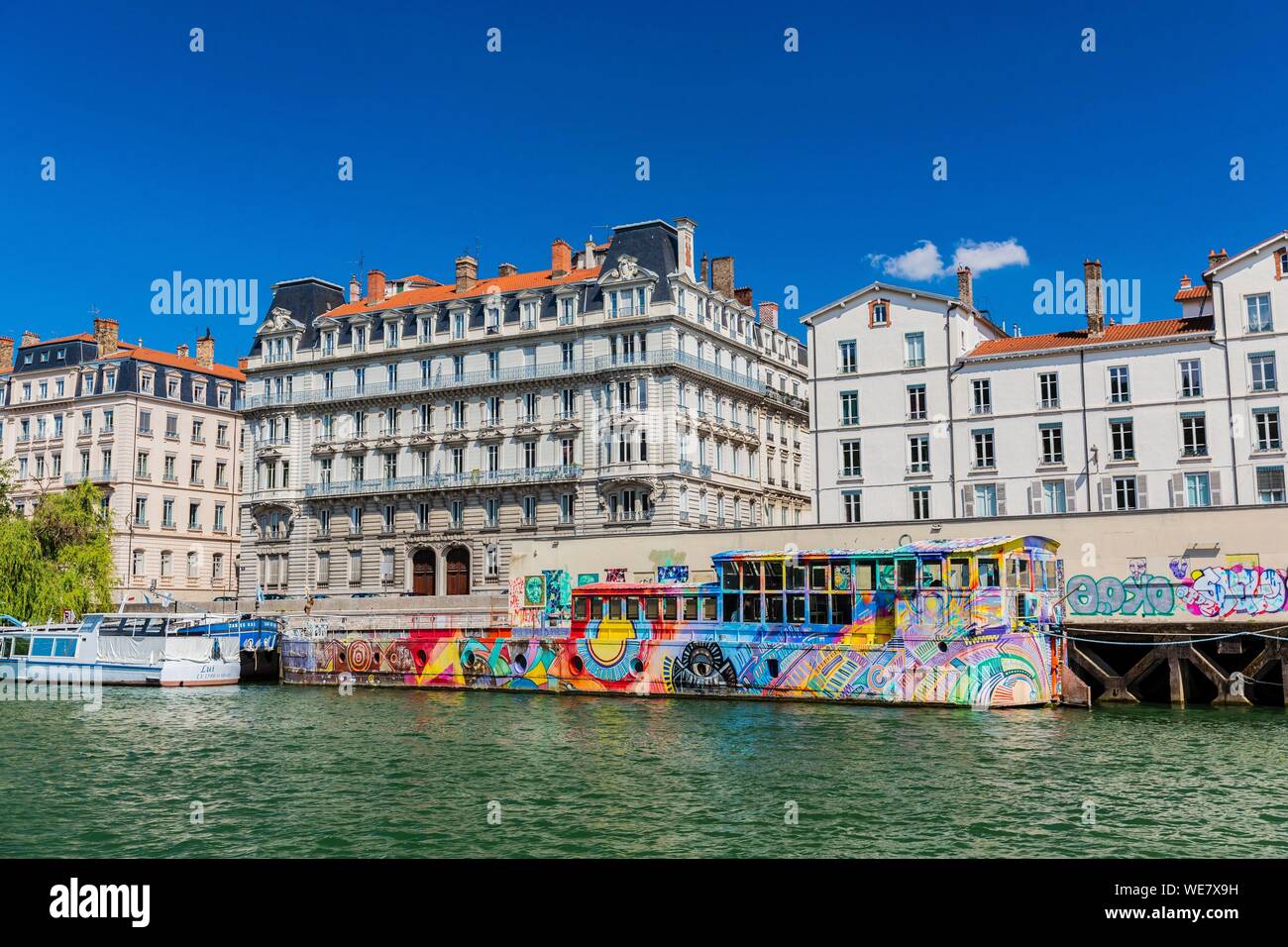 France, Rhône, Lyon, la Presqu'île, Quai Tilsitt Banque D'Images