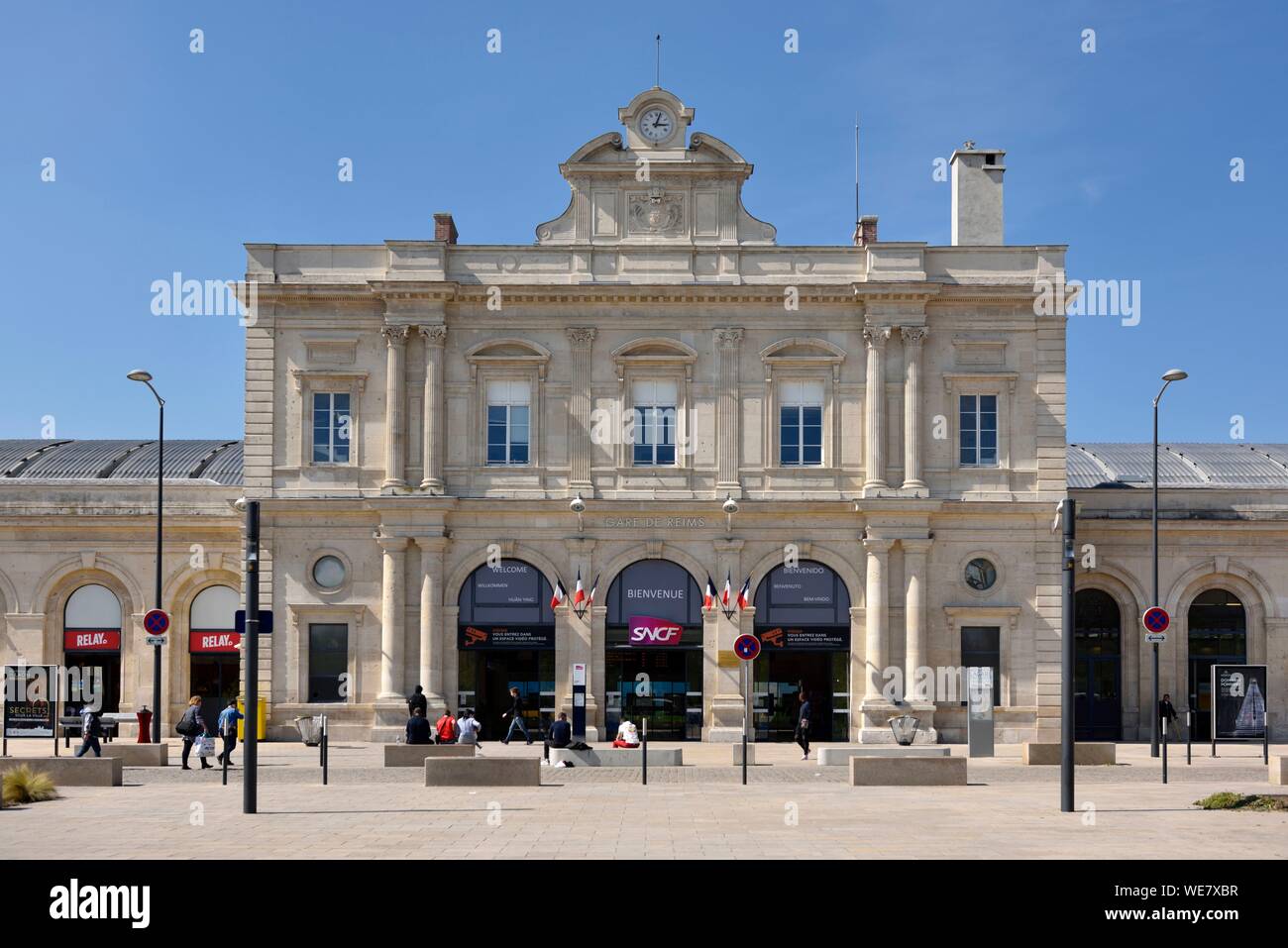 France, Marne, Reims, gare, façade Banque D'Images