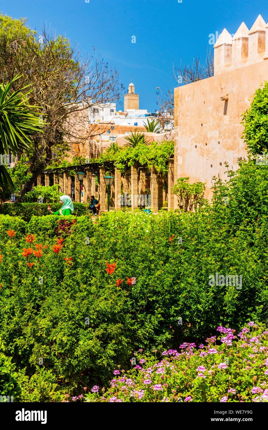 Maroc, Rabat, inscrite au Patrimoine Mondial de l'UNESCO, Udayas (kasbah kasbah des Oudaïas), le jardin andalou Banque D'Images