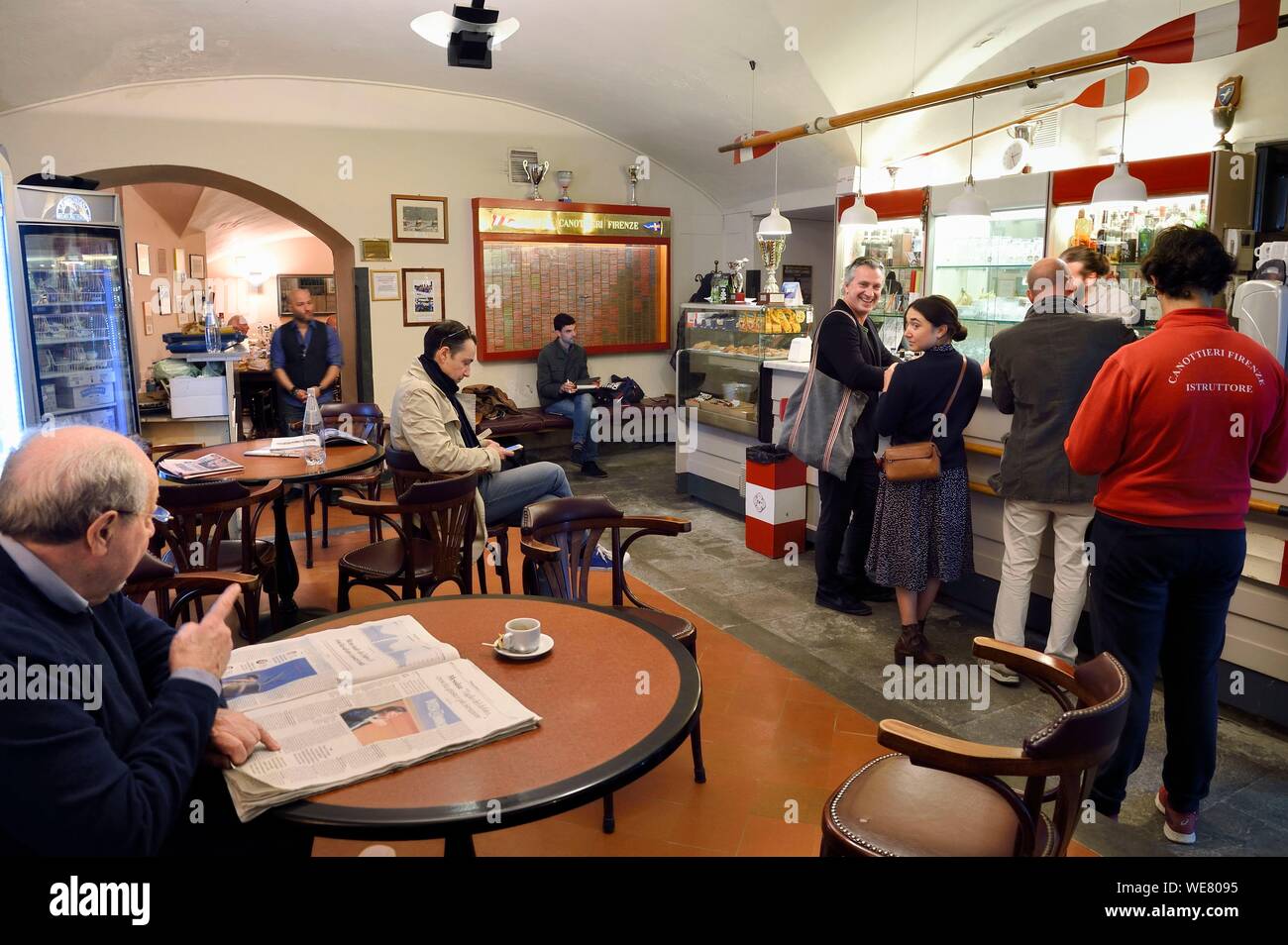 Italie, Toscane, Florence, classé au Patrimoine Mondial par l'UNESCO, la Societa Canottieri Firenze (Florence Rowing Club) Banque D'Images