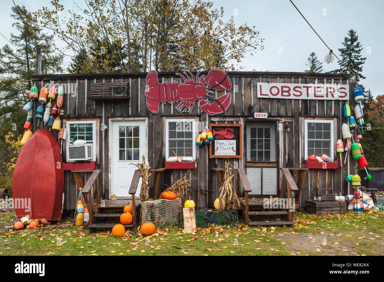 Etats-unis (Maine), Mt. Île déserte, Eden, homard traditionnel shack restaurant de fruits de mer, automne Banque D'Images