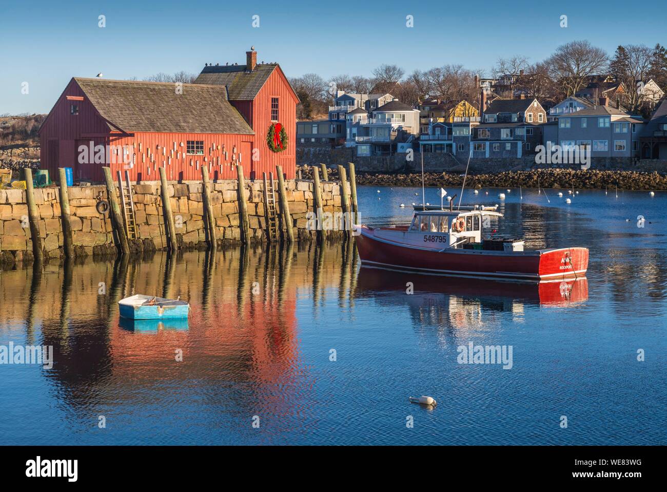 United States, New England, Massachusetts, Cape Ann, Rockport, Rockport Harbor, motif numéro un, célèbre cabane à pêche Banque D'Images