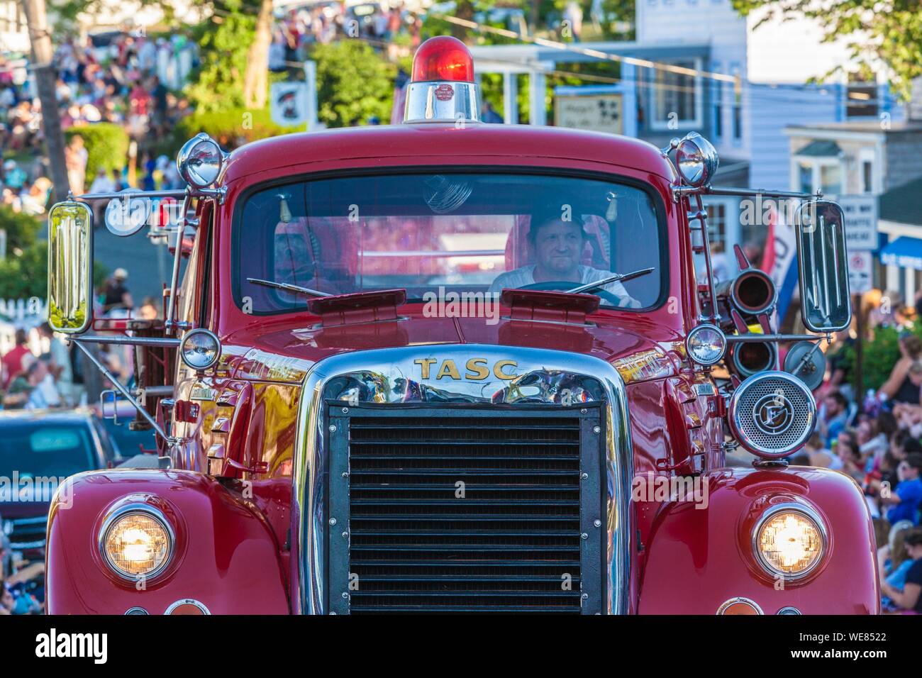 United States, New England, Massachusetts, Cape Ann, Rockport Rockport, quatrième de juillet Parade, camions et véhicules d'urgence Banque D'Images
