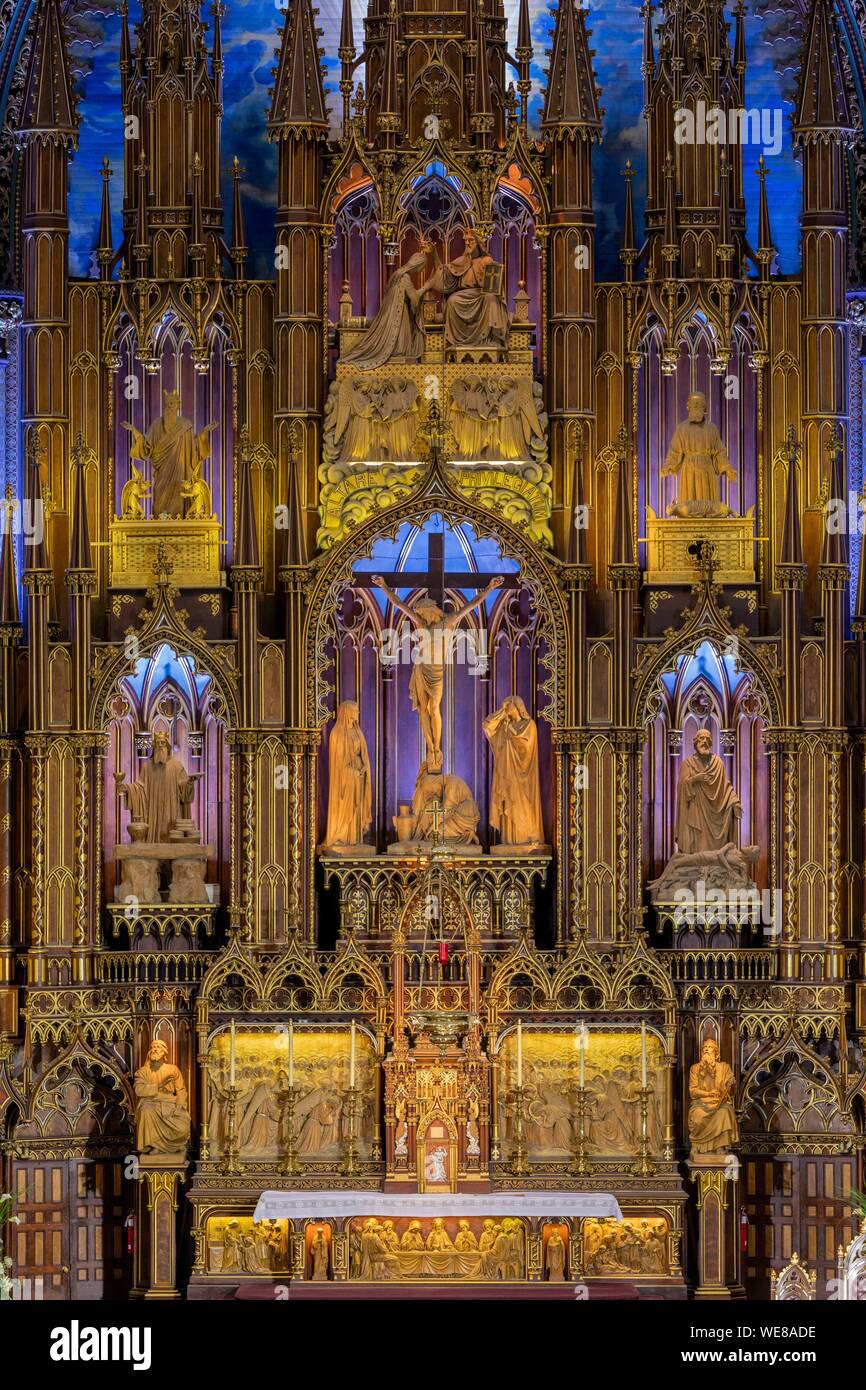 Canada, Québec, Montréal, Notre-Dame, Basilique Cathédrale Chorale colorée Banque D'Images