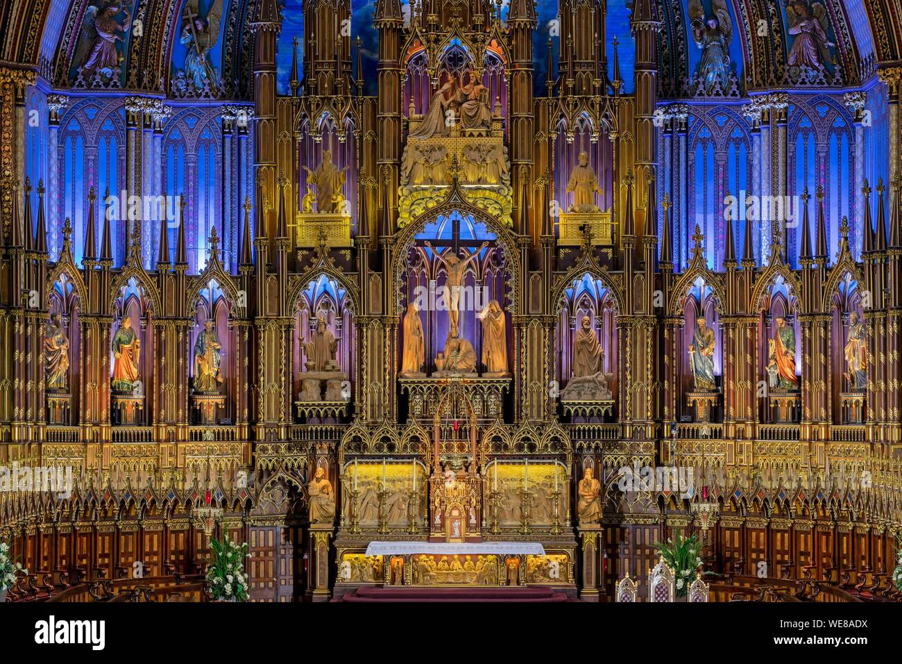 Canada, Québec, Montréal, Notre-Dame, Basilique Cathédrale Chorale colorée Banque D'Images