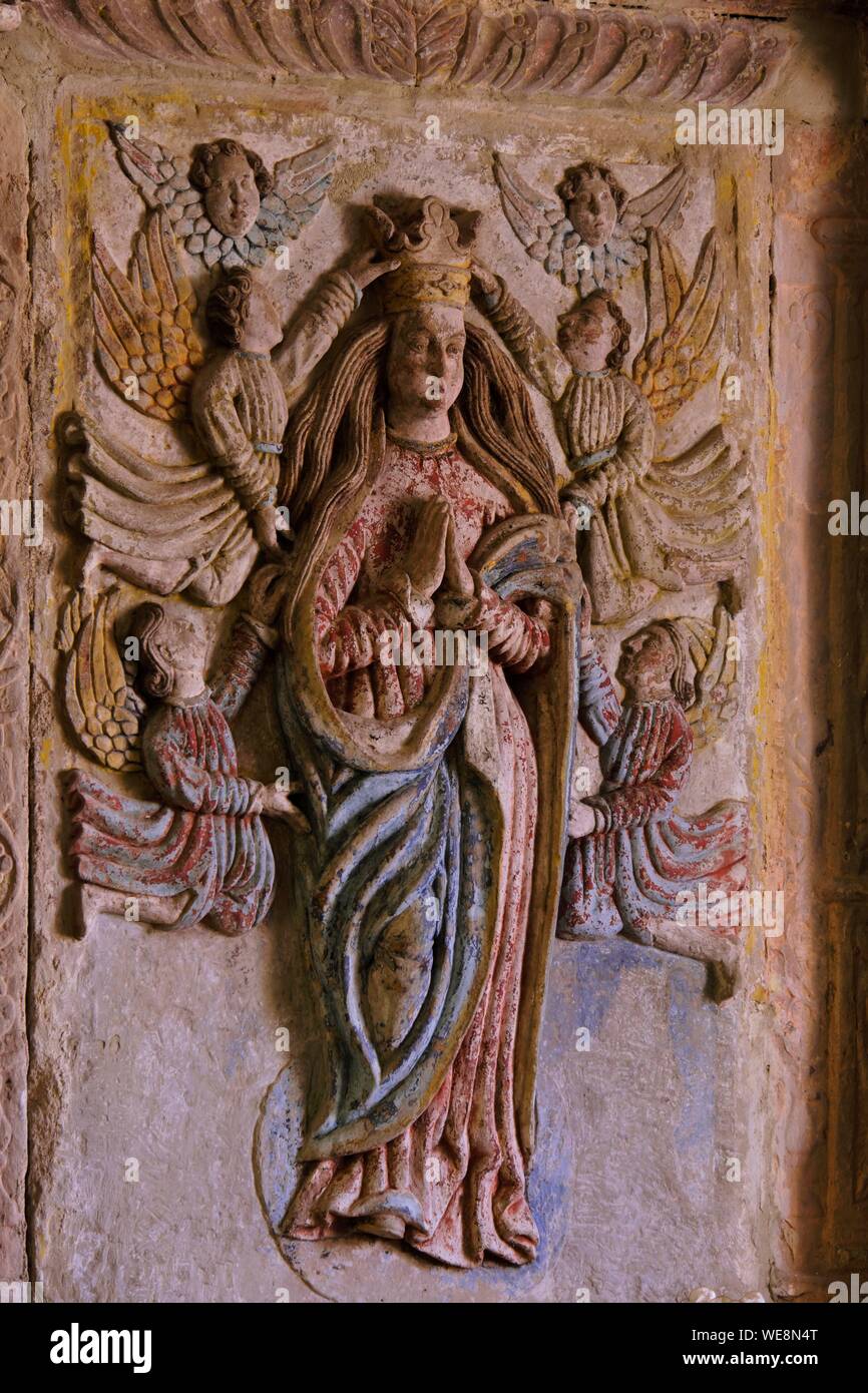En France, la Haute Saône, Montjustin et Velotte, Saint, église, chapelle dédiée à l'Assomption de la Vierge, retable en pierre du 17 siècle Banque D'Images