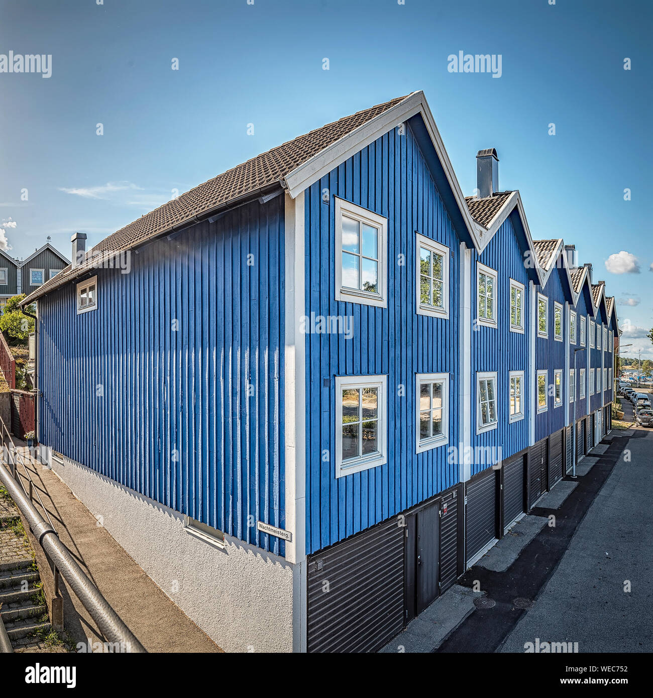Maison Bleu à Karlskrona en Suède. Banque D'Images