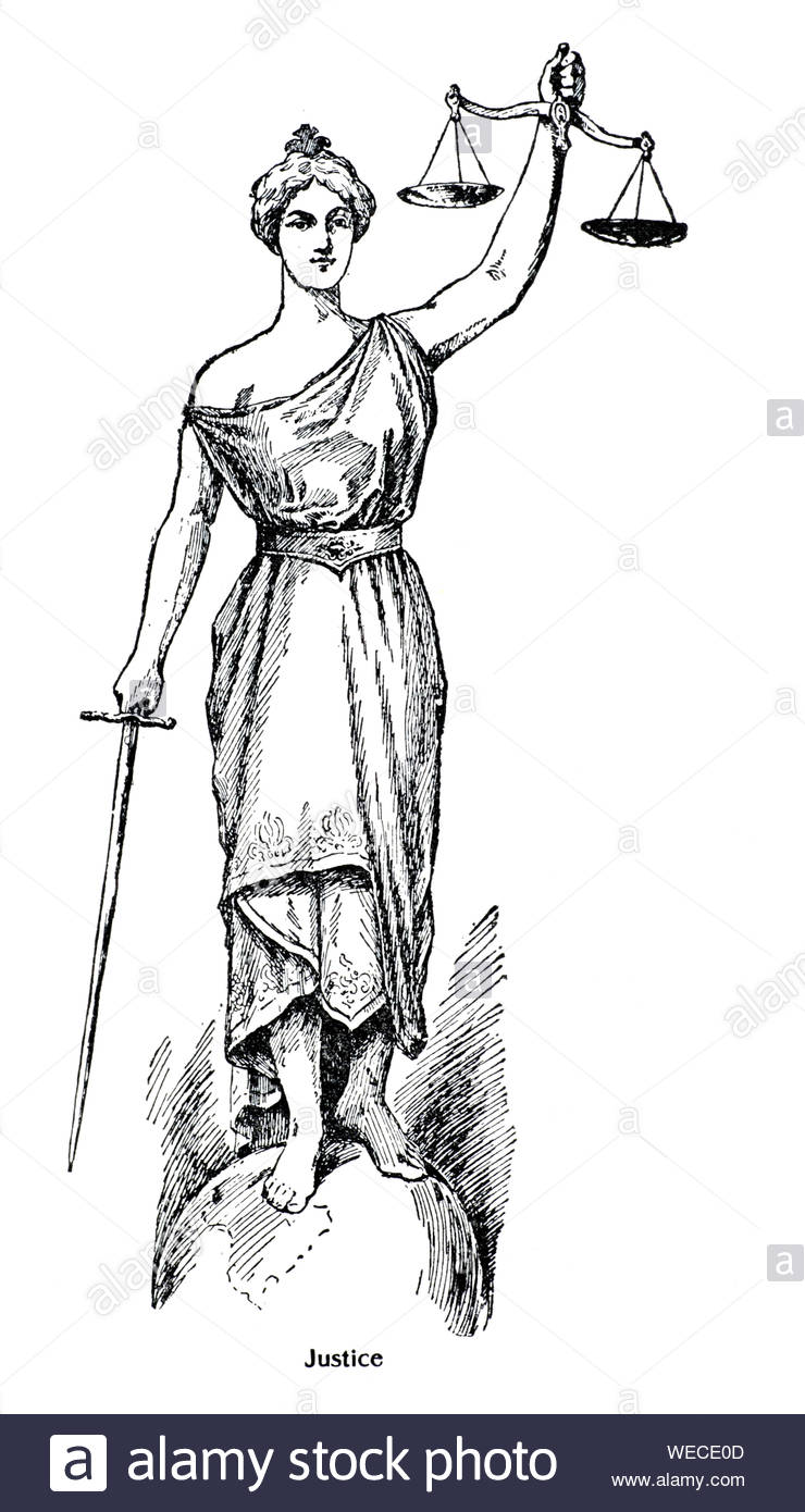 Dame Justice, vintage illustration de 1900 Banque D'Images