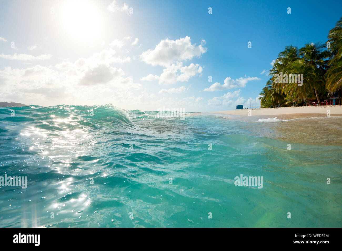 Johnny Cay sur le récif de l'île de San Andres, Colombie, Amérique du Sud Banque D'Images