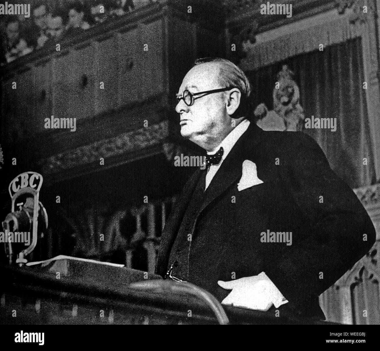 Winston Churchill s'adresse aux parlementaires canadiens à Ottawa.30 décembre 1941 Banque D'Images