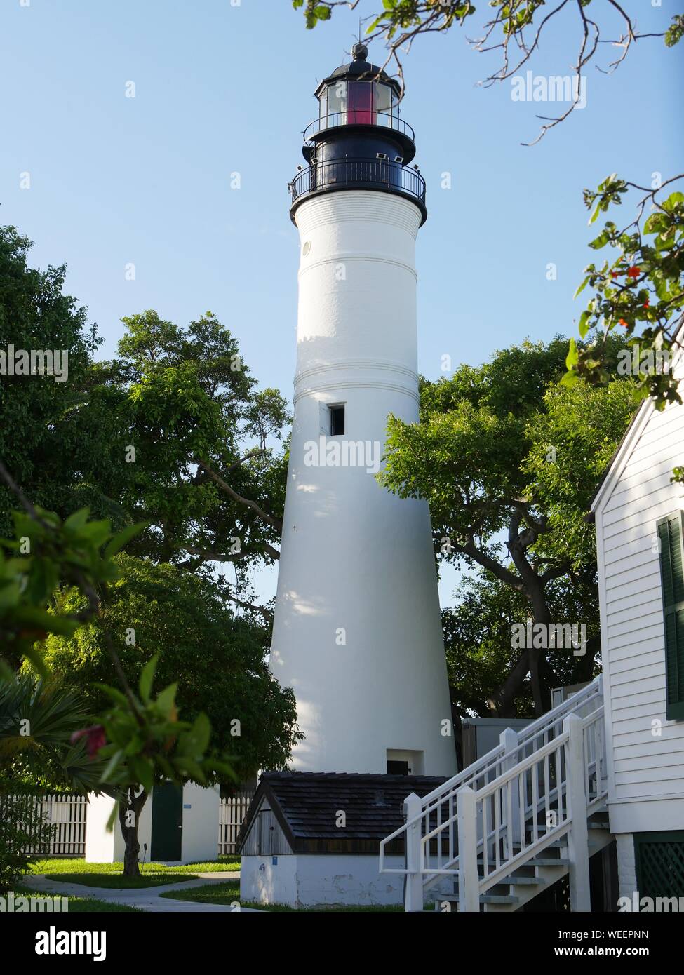 Plan rapproché de l'Key West lighthouse, un site historique de Key West, Floride. Banque D'Images