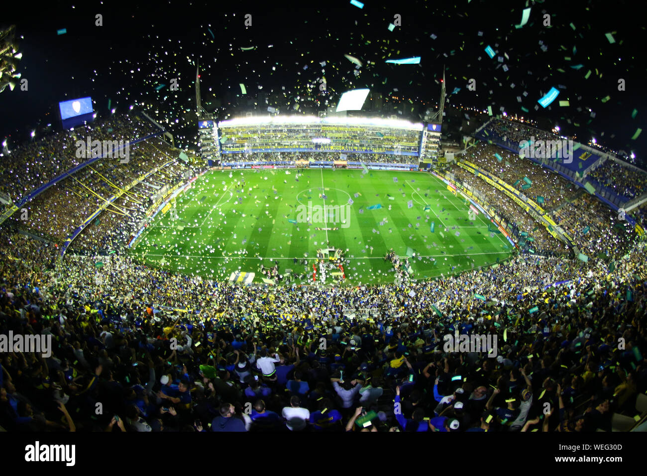 BUENOS AIRES, 24.08.2019 : Avis de la Bombonera Stadium lors du match entre Boca Jrs et Liga Deportiva Universitaria de Quito (ECU) pour correspondre à des Banque D'Images